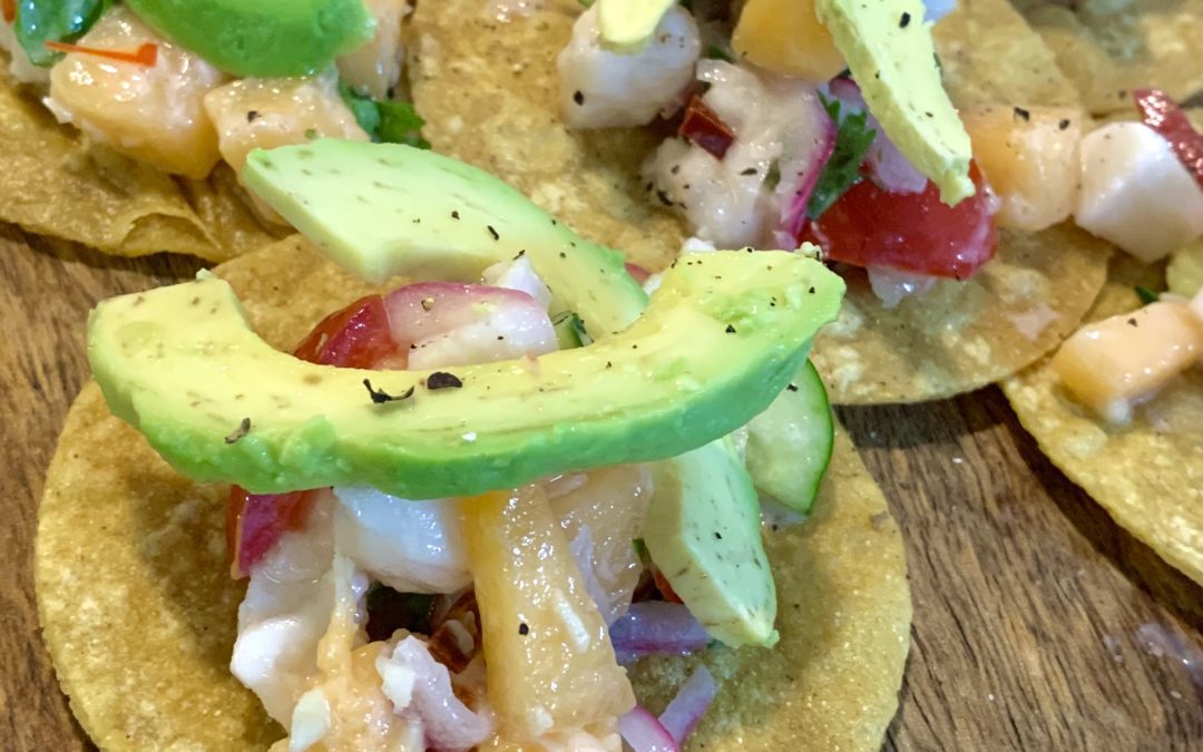 Ika Mata Tostadas With Tropical Salsa and Avocado