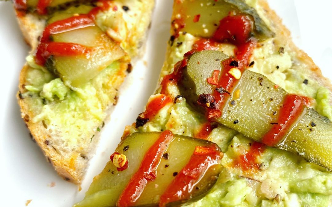 Pickle and Sriracha Avocado Toast