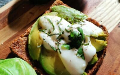 Avo, Mozzarella, Fresh Basil on Toast