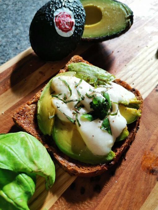 Avo, Mozzarella, Fresh Basil on Toast